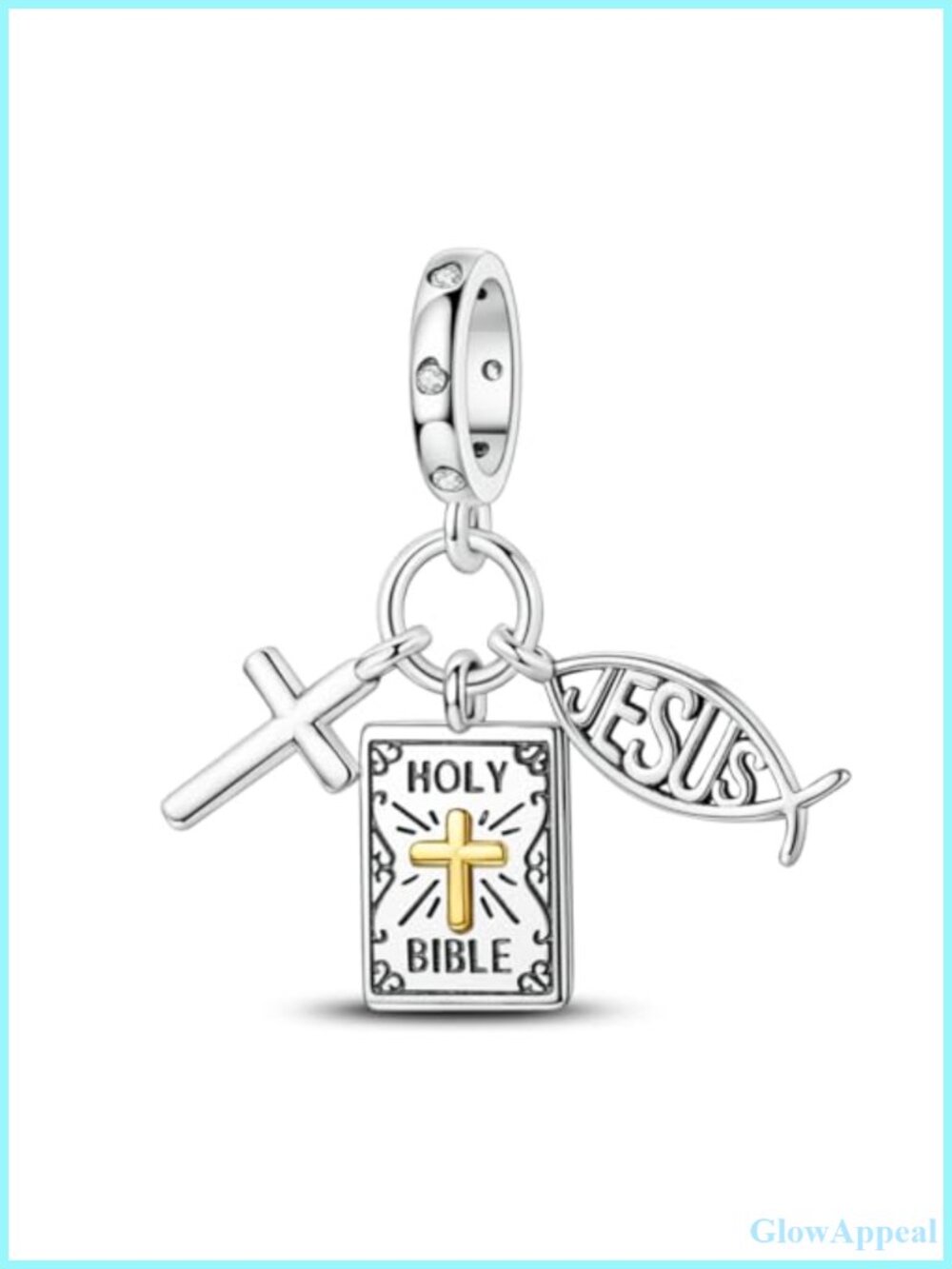925 Sterling Silver Gold Plated Cross Charm for Bracelet Christian Jewelry